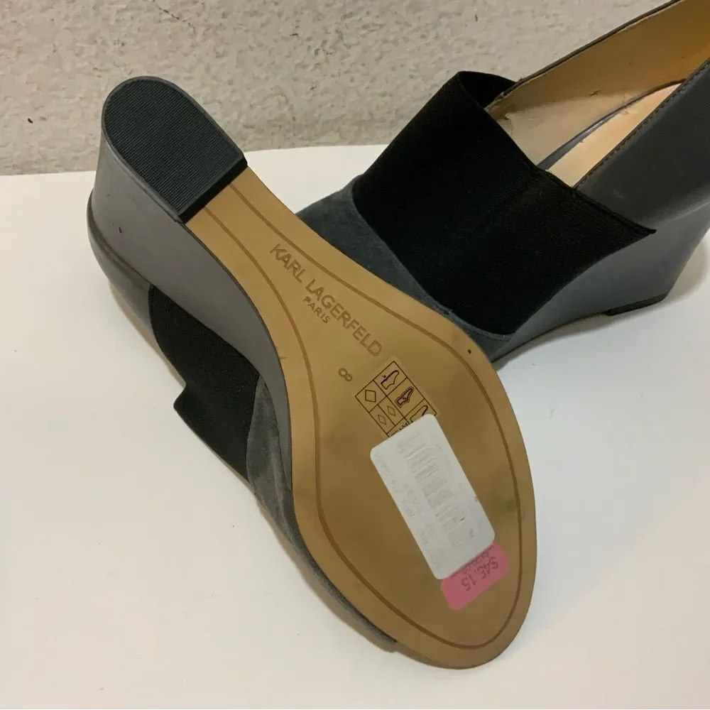Karl Lagerfeld Moyen Darci Wedges 8 M Black Gray